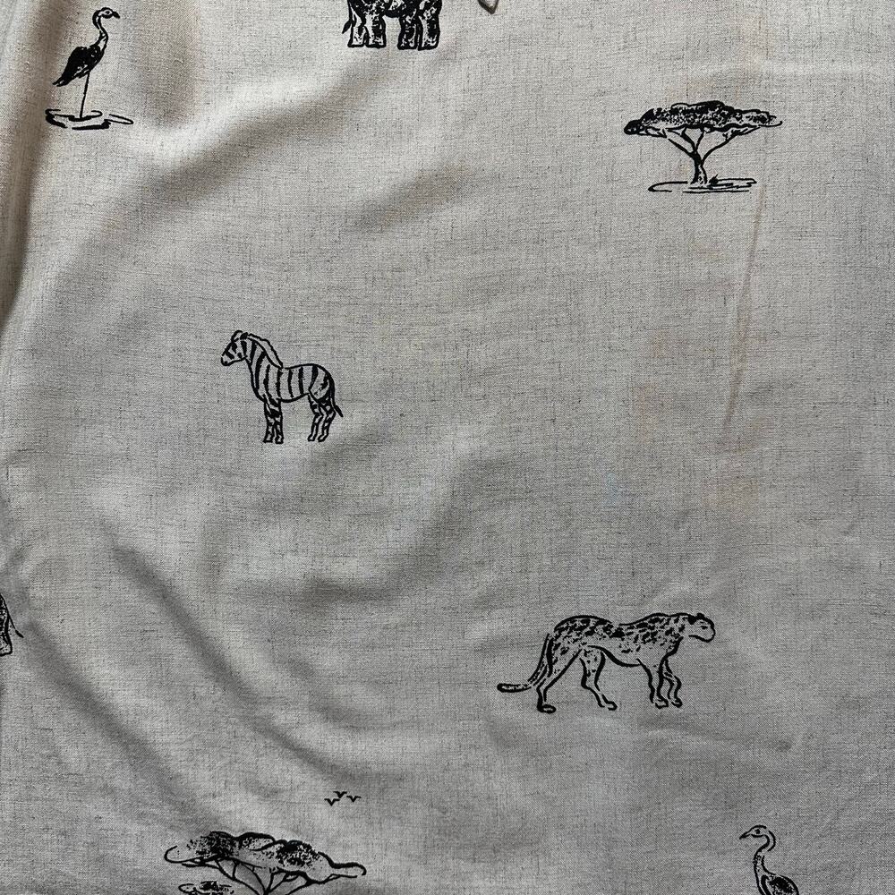 Vintage 90s Connie Choy Safari Animal Print Midi Dress Rayon Linen Tie Waist S M - Picture 8 of 16